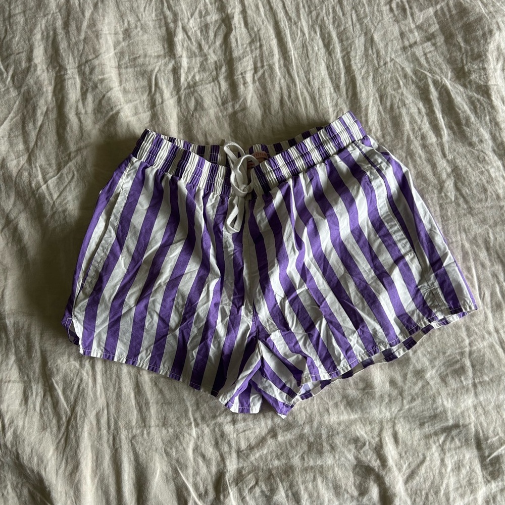 Urban Outfitters Purple White Striped Drawstring Shorts